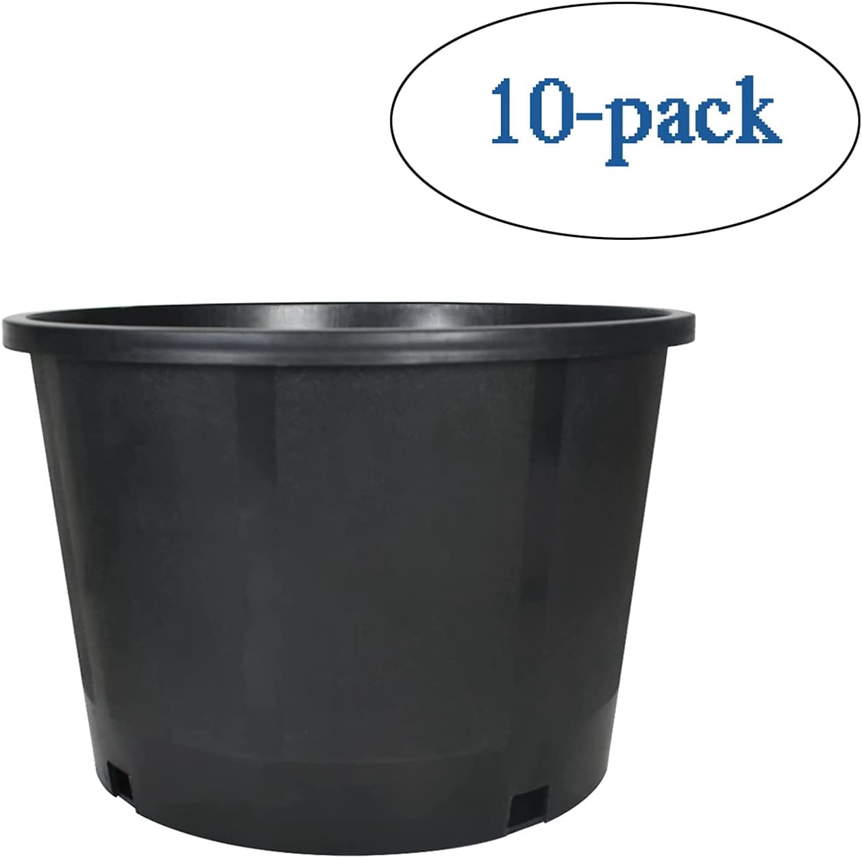 10-Pack 5 Gallon Squat Premium Black Nursery Pot Plant Container Garden Planter Pots (5 Gallon Squat )