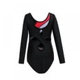 thumbnail image 4 of SILVERCELL Long Sleeve Leotards for Girls Gymnastics Kids Toddler Tumbling Outfits Stripe Pattern 3-14 Years, 4 of 7