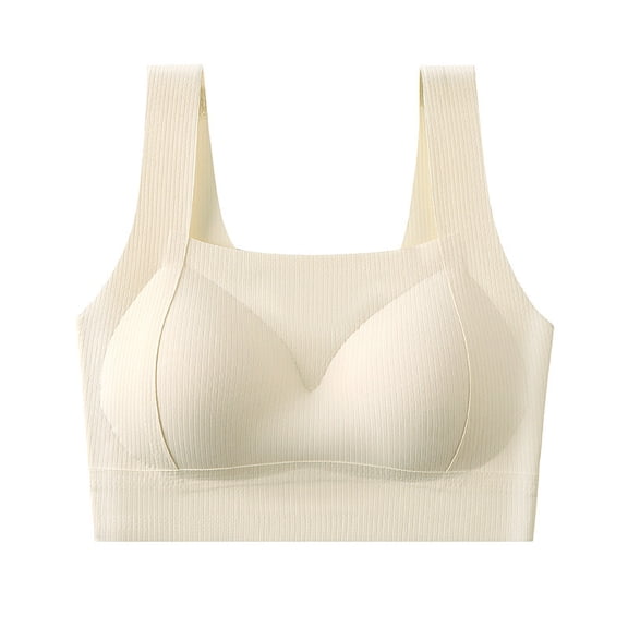 XUNKUSGA Bralettes for Women With Support Comfort Soft No Underwire Seamless Tshirt Bra Casual Square Neck Anti-Slip Bra for Women Soild Color Soft Full Coverage Women's Bras M-2XL Beige