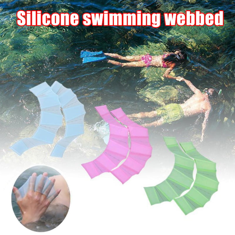 Swim Swimming Gear Fins Hand Webbed Flippers Paddle Dive Training Practice Glove 