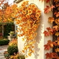 thumbnail image 5 of Fufafayo Fall Artificial Flowers Hanging Baskets, Trumpet Flowers Outdoor Courtyard Decor, Faux Silk Floral Arrangement for Fall-Themed Corridor Porch Garden Wall, 5 of 6