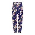 thumbnail image 6 of Wide Leg Pants Woman Loose Classic Style Floral Cropped Trousers with Pockets Blue Casual Lounge Pant L, 6 of 6
