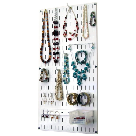 Jewelry Organizer Wall Hanging Jewelry Holder Necklace Rack - White Wall Mounted Jewelry Organizer System