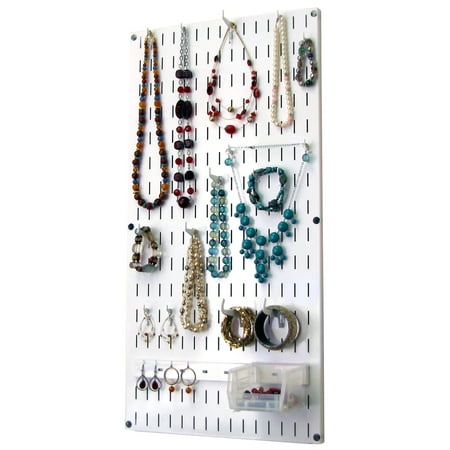 Jewelry Organizer Wall Hanging Jewelry Holder Necklace Rack - White Wall Mounted Jewelry Organizer System