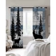 thumbnail image 3 of Black Elk Blackout Curtains 72 Inch Length Navy White Wood Grain Forest Animal Nature Thermal Insulated Window Curtain Window Drapes 2 Panels for Bedroom Living Room 52"Wx72"L, 3 of 9