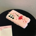 thumbnail image 4 of Compatible with Samsung Galaxy S24 Plush Case ,With Kickstand,for Women Girls Soft Warm Rose Petal Embroidery Fluffy Furry Winter Fur Shockproof Anti-fall Phone Case Cover,Pink, 4 of 6
