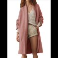 thumbnail image 2 of Cárdigan para Mujer, Grueso, Abierto, de Punto Holgado, de Gran Tamaño, para Otoño, Moderno, para Abrigo Rosa M, 2 of 8