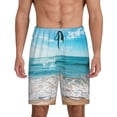 thumbnail image 3 of Lsque Sunny Ocean Waves Mens Sleep Pajama Shorts,Short Pajama Pants, Cotton Ultra-Soft Knit-Small, 3 of 9