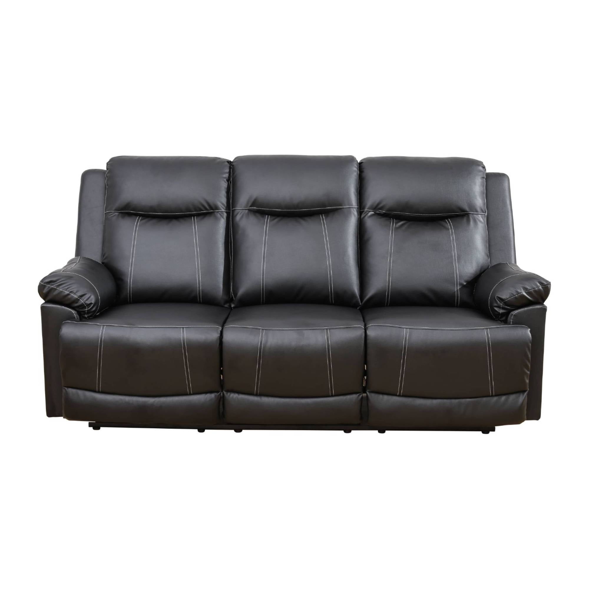 Modern Leather Reclining Sofa Chairs,3 Seater Lazy Boy Sofa Chair Manual Nursery Recliner ,Black