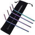 thumbnail image 3 of Metal Straws Stainless Steel Straws 8.5" Drinking Straws Reusable 4 Set - Ultra Long Muti Color-Cleaning Brush for 20/30 Oz for Trail Tumblers Yeti RTIC SIC Ozark (4 Bent|1 Brush）, 3 of 5