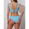 thumbnail image 3 of DARING DIVA Women's 2 Piece Ruffle Trim V Neck Leopard Bikini Set XS Sky Blue, 3 of 6
