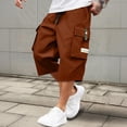 thumbnail image 2 of Nestiefly Men's Casual Drawstring Capri Cargo Pants, New 3/4 Knee Length Shorts, Stretch Elastic Summer Loose Fit Wine 3XL, 2 of 3