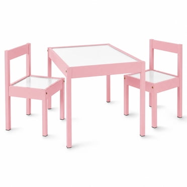 Mainstays Kids 3-Piece Dry Erase Activity Table and Chair Set for Learning, Drawing & Creative Play, Pink