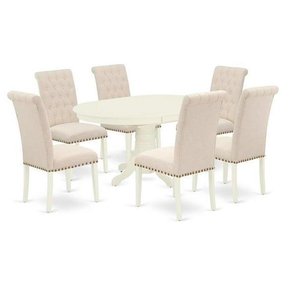 Atlin Designs 7-piece Wood Dinette Set in Linen White/Light Beige