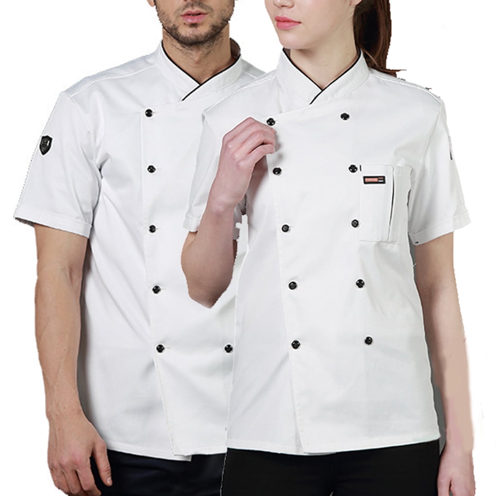 Unisex Personalised Chef Short Sleeve Printed Catering Apron Jacket Uniform 