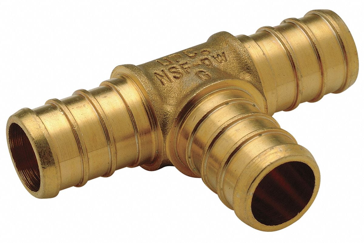 ZURN PEX QQT333GX Tee,Low Lead Brass,3/4" Tube,1/2" Pipe