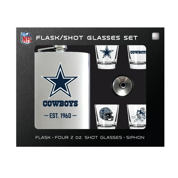 MOJO Dallas Cowboys Shot Glass & Flask Gift Set