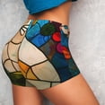 thumbnail image 4 of Vsdgher Stained Glass Cat Art Workout Shorts for Women Seamless Soft Smooth Gym Yoga Scrunch Active Exercise Fitness Shorts-Small, 4 of 8