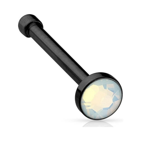 Nose Bone 20G 1/4" 6mm Opalite Flat Top IP 316L Surgical Steel - 3 Color Options