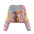 thumbnail image 5 of COEQINE Girls Crop Top Sweatshirt Long Sleeve Crewneck Fall Winter Pullover Cute Casual Loose Fit Streetwear Clothes for Teen Kids Age 5-6, Cute Highland Cow Pink, 5 of 7