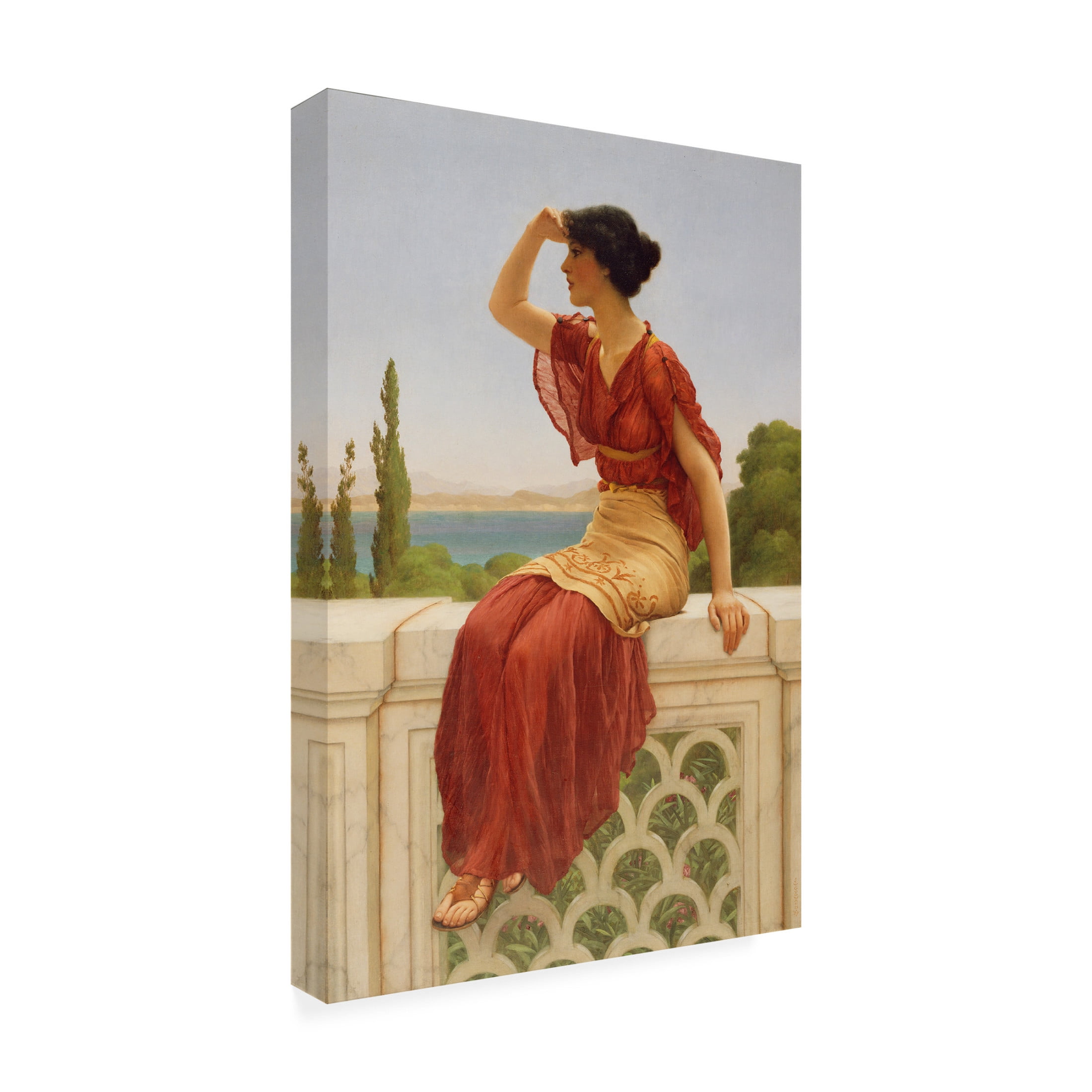 Canvas Wall Art - Masters Collection 'The Signal John William Godward' Wall Art for Living Room, Bedroom, or Office Décor by Trademark Fine Art - 12 x 19 Inches