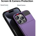 thumbnail image 5 of Case Compatible with iPhone 15 Pro Max with Card Holder Dual Layer Shockproof Wallet Phone Case Hidden Card Slot Sliding Protective Hard Back Slim Case for iPhone 15 Pro Max 6.7'' Grey Purple, 5 of 14