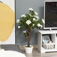 thumbnail image 2 of Outsunny Decorative Artificial Rose Tree with Realistic Flowers, White, 2 of 10