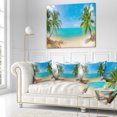 thumbnail image 3 of Designart Tropical Beach with Coconut Trees - Landscape Photography Throw Pillow - 16x16, 3 of 5