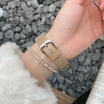 thumbnail image 3 of Leather Band Compatible for Apple Watch Bands Women 38/40/41/42mm Dressy Heart Design Slim Leather Strap with Adjustable Buckle Bracelet for iWatch Series 10/9/SE/8/7/6/5/4/3/2/1, Khaki, 3 of 9