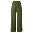 thumbnail image 6 of Bloomae Womens Wide Leg Linen Pants Summer Casual Button Decor Baggy Elastic High Waisted Palazzo Beach Vacation Slacks Trousers with Pockets Army Green S, 6 of 8