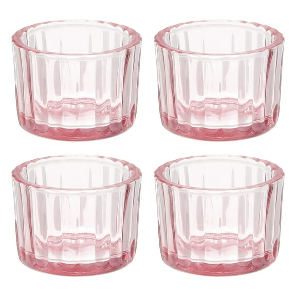 Uxcell Glass Empty Candle Jars, 4 Pcs Ribbed Candle Containers for Candle Making, DIY Gifts, Home Decor, Storage, Pink