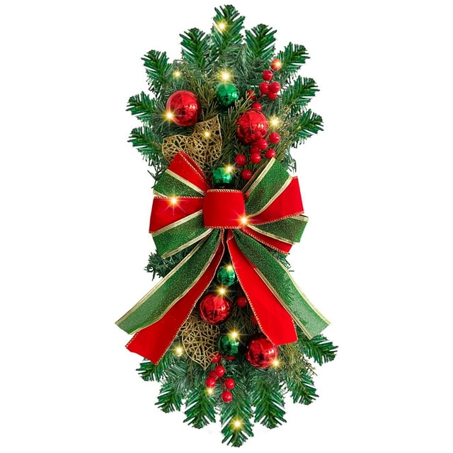 SUNSIOM Guirlande de Porte en Forme de Larme pour Escalier de Noël