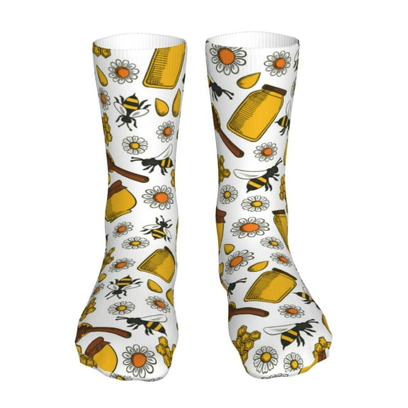 Goofa Cute Bee for 16in Socks, Funny Novelty Crazy Design Cotton Socks Sports Socks Knee High Socks For Men, Women,1Pairs - Gift For Working Friends