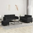 thumbnail image 1 of vidaXL 3 Piece Sofa Set with Cushions Black Faux Leather, 1 of 5