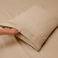 thumbnail image 3 of Queen Size Sheet Set, Hotel Luxury Bed Sheets, Extra Soft, Deep Pockets, Bamboo Derived Rayon, Breathable and Cooling Sheets, Wrinkle Free-Beige, 3 of 5