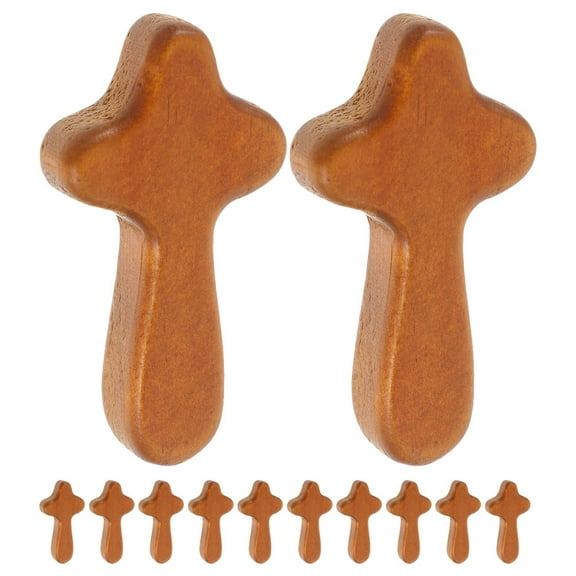 unbranded 12pcs Mini Wooden Cross Decor Desktop Wooden Cross Crafts Wood Holding Crosses