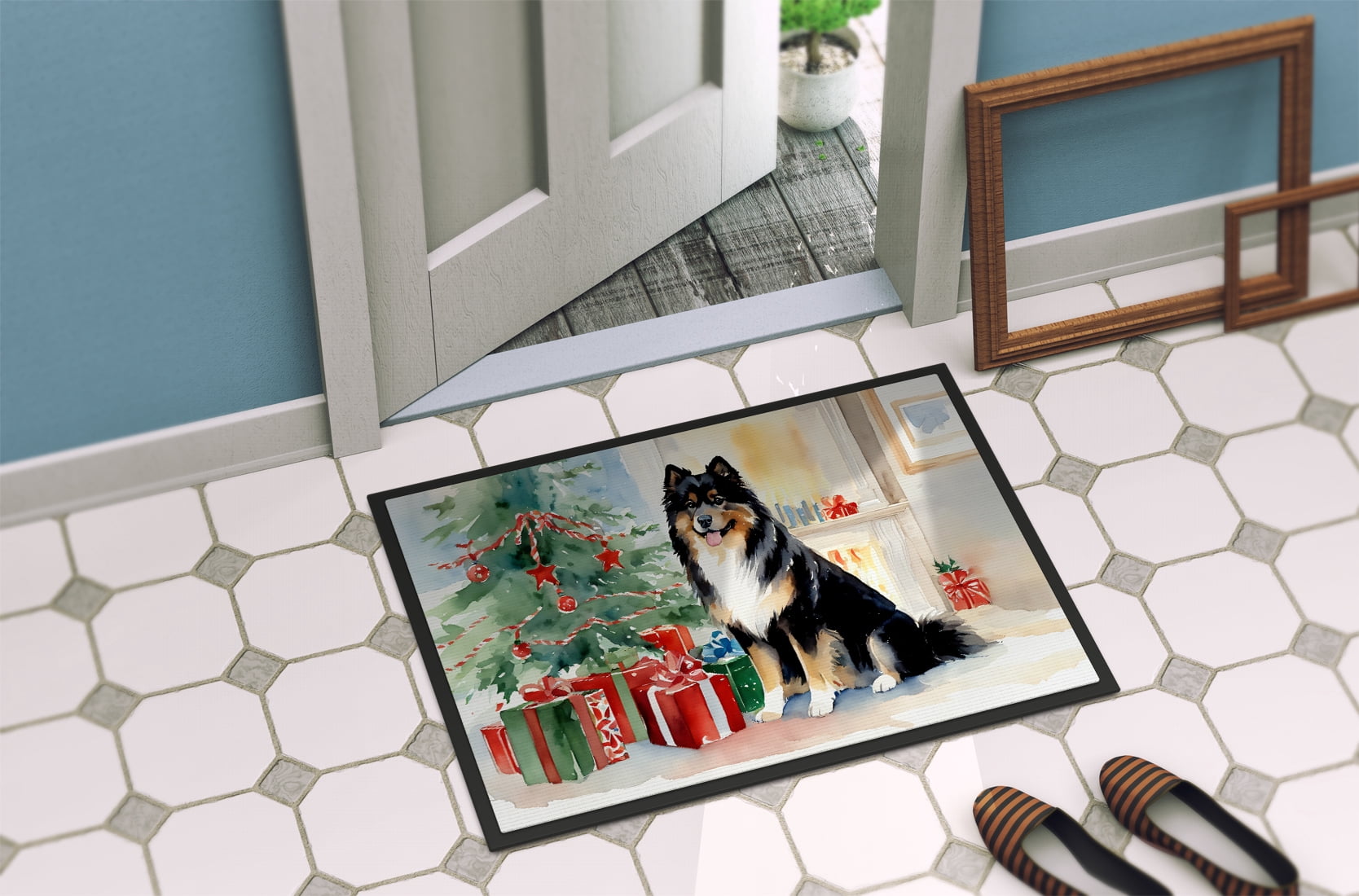 Carolines Treasures DAC2655MAT 0.15 x 18 x 27 in. Finnish Lapphund Cozy Christmas Doormat