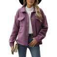 thumbnail image 4 of ZZkhGO Women's Long Sleeve Lapel Hoodless Jacket Plaid Button Cardigan Coat Top with Pocket Fall Casual Thickened Turndown Woollen Coat, 4 of 7