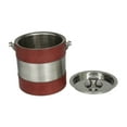 thumbnail image 5 of DecMode Cylinder Leather Handmade Red Ice Bucket with Lid, 5 of 7