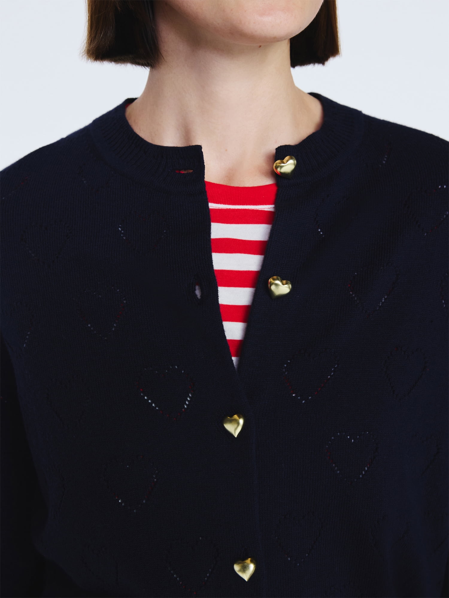 Free Assembly Women's and Women's Plus Heart Cardigan Sweater with Long Sleeves, Lightweight, Sizes XS-4X