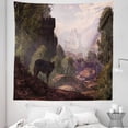 thumbnail image 1 of Colorful Tapestry, Wolf Coming out of the Woods Gothic Castle Lake Boat off in Distance, Fabric Wall Hanging Decor for Bedroom Living Room Dorm, 5 Sizes, Brown Army Green Rose, by Ambesonne, 1 of 1