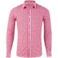 thumbnail image 2 of Long Sleeve Shirts for Men Cotton Gingham Shirt Button Turn Down Collar Classic Fit Big and Tall Red XL, 2 of 4