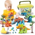 thumbnail image 5 of Juguetes de dinosaurios desmontables para niños con caja de almacenamiento, taladro eléctrico, juego de construcción de bricolaje, regalos educativos para niños y niñas, 5 of 5