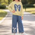 thumbnail image 3 of NAISIBABY Girls’Outfit Sets, Chic Casual Bow Crewneck Long-Sleeve Sweatshirt + Jeans with Functional Pockets 2PC Sets Yellow Size 5T, 3 of 6
