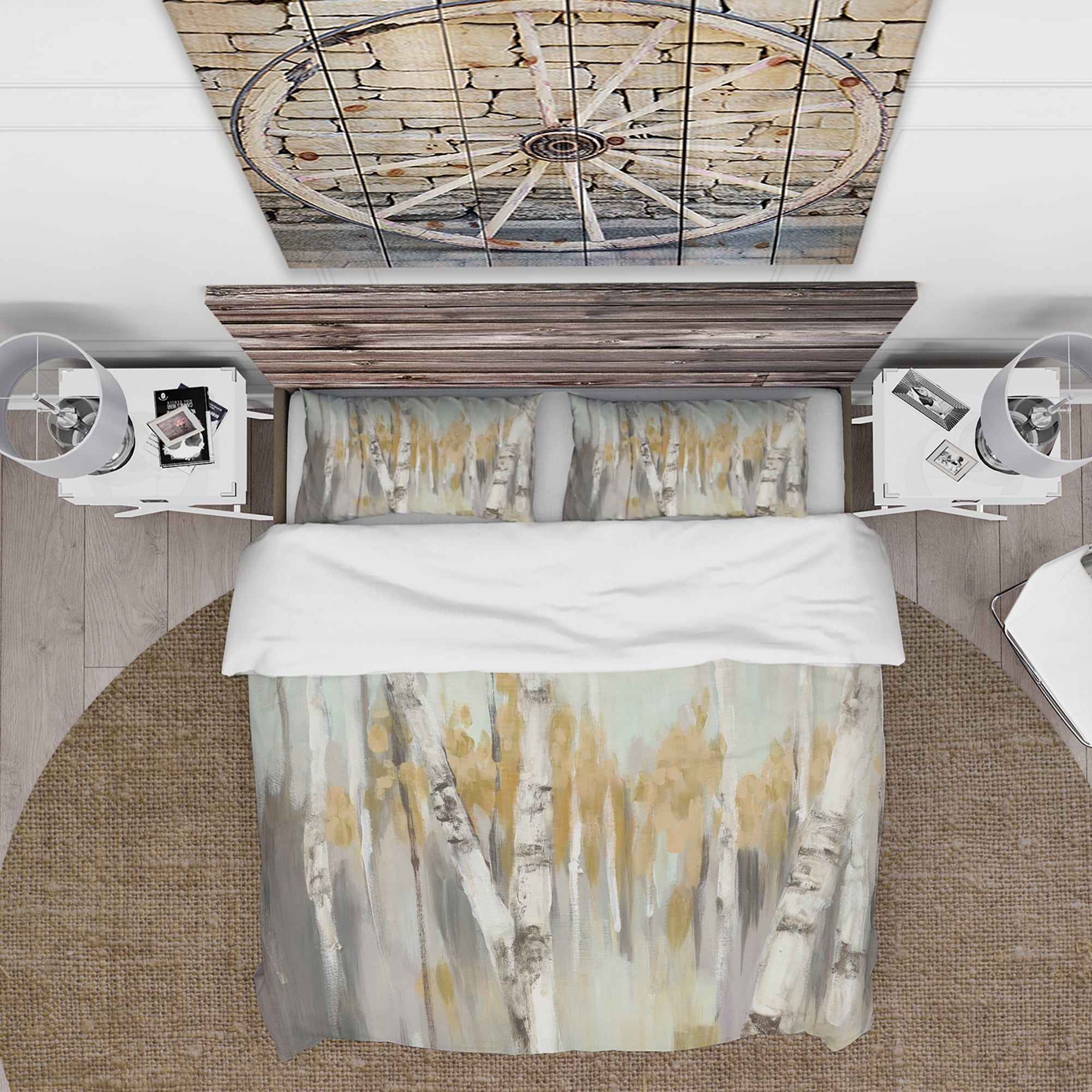 Designart 'Silver and Yellow Birch Forest' Cottage Duvet Cover Set