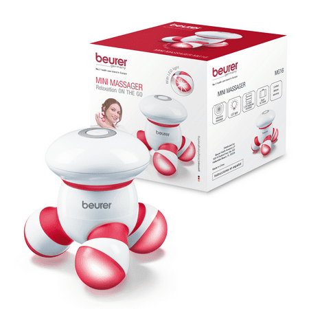- Beurer Handheld Mini Body Massager with LED light, Gentle and Comfortable Vibration, Easy Hand Grip, Battery Operated, Gentle Vibration, MG16R