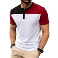 thumbnail image 3 of Xcmzpl Men's Summer Lightweight Cotton Shirts Casual Short Sleeve Breathable Banded Collar Henley Shirt Color Block Tees for Beach Vacation, 3 of 10