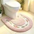 thumbnail image 3 of Kyusrd Outdoor Rug and bathroom Rugs,Vintage Floral U-Shaped Toilet Rug Soft Absorbent Microfiber Bath MatNon Rose Print Bathroom Toilet Floor Mat ForBathroom Decor, 3 of 7