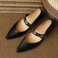thumbnail image 2 of YDN Womens Comfy Pointed Closed Toe Low Block Heel Pumps Strap Buckle Mary Jane Shoes Casual Daily Dress Size 12 Black, 2 of 4