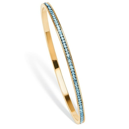 - Birthstone Stackable Eternity Bangle Bracelet in Yellow Gold Tone